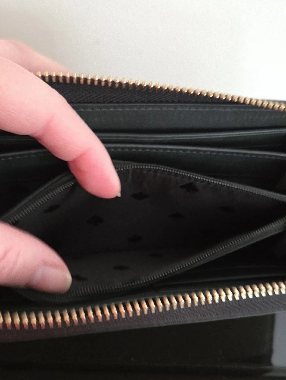 kate spade Two-Tone Black and Beige Saffiano Zip Wallet